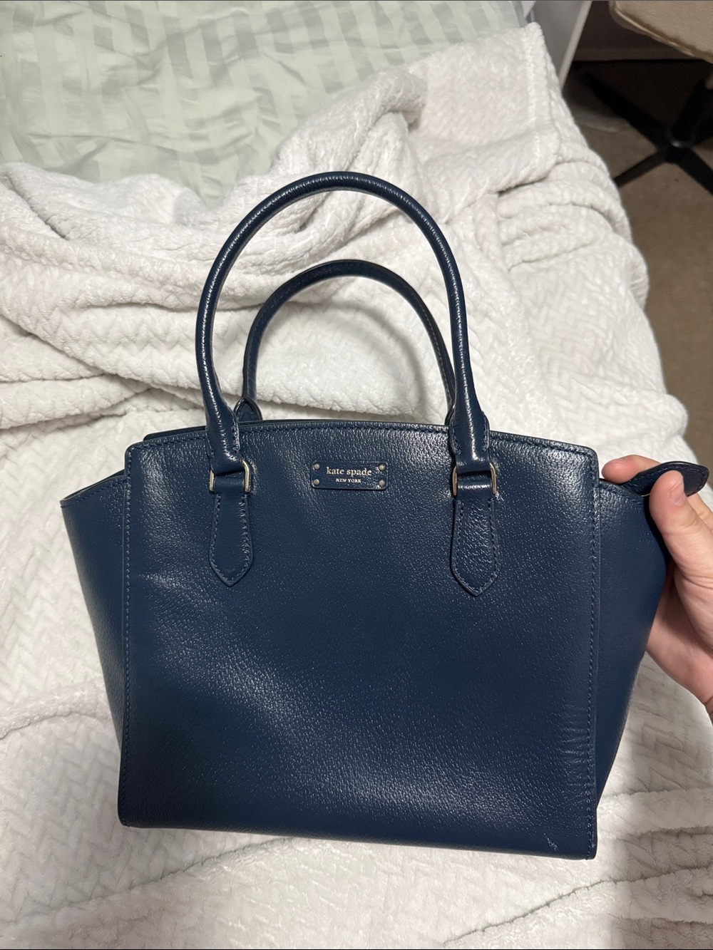 kate spade Navy Pebbled Leather Top-Handle Satchel
